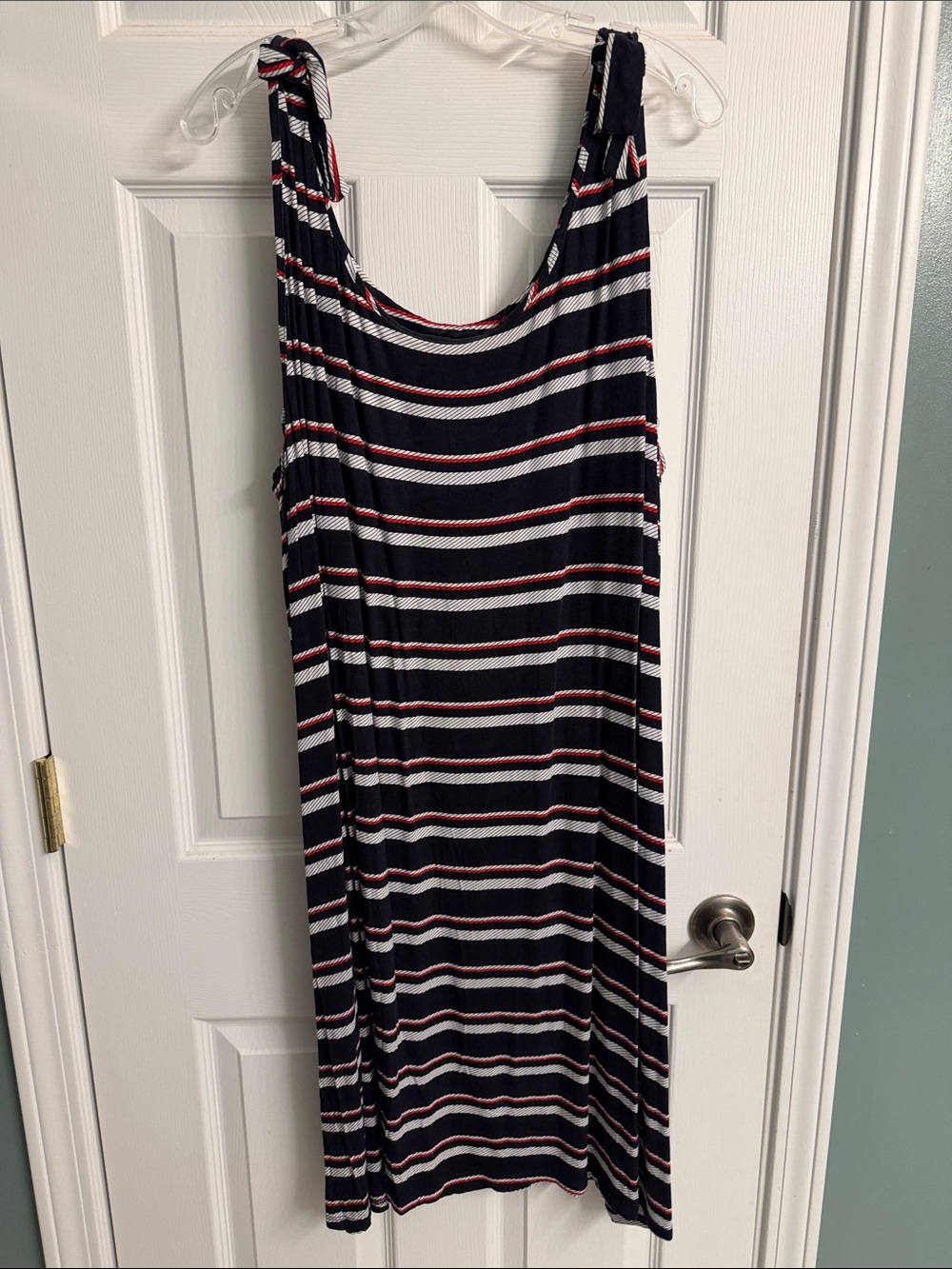 Striped Navy, Red and White Sleeveless Summer Dress